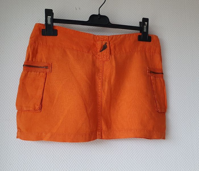 Mini jupe lin orange S