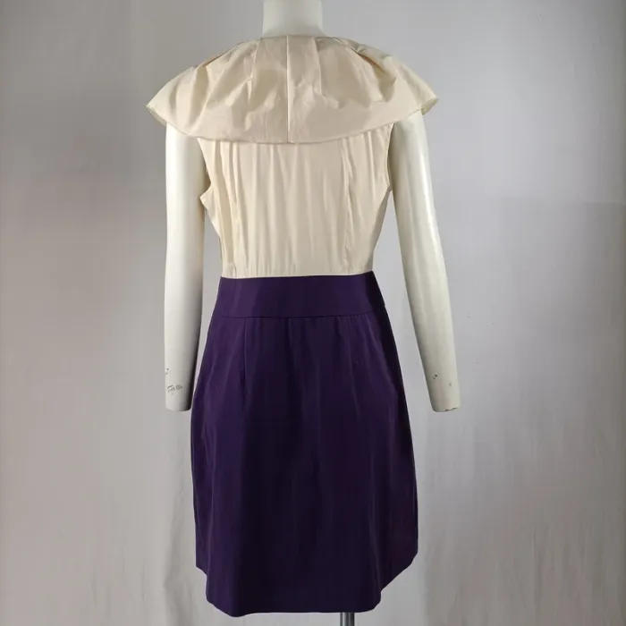 Robe BCBG Max Azria taille 36 crème et violet boutons style rétro chic A1351 - photo numéro 9