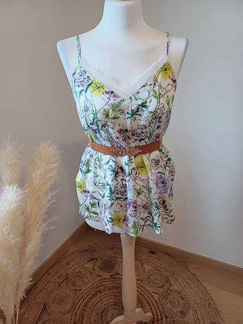 Débardeur blanc fleuri Promod taille S 36