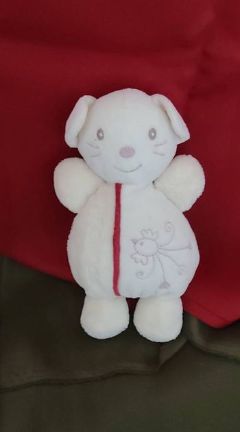 NOUNOURS doudou souris blanc oiseau brodé