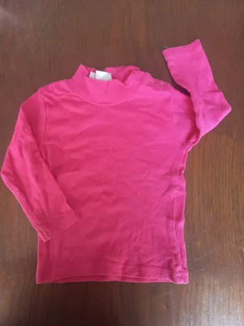 T-shirt rose manches longues oxylane 12mois 74cm