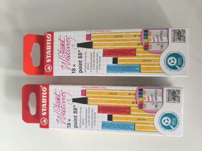 Lot 2 x 18 stylos stabilo point 88