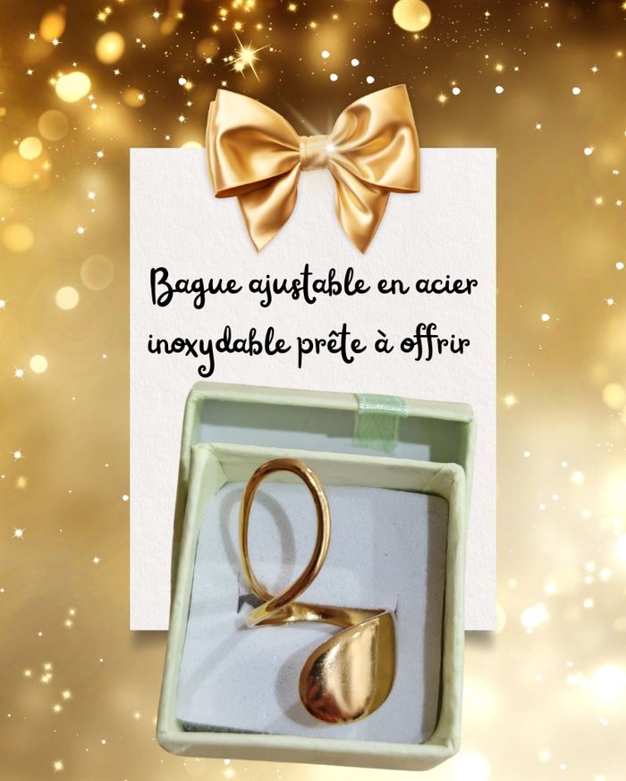 Bague ajustable acier inoxydable doré