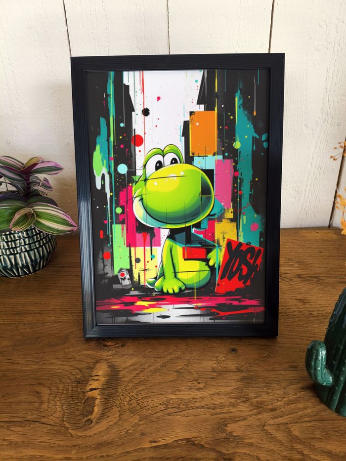 Affiche poster A4 (21×29,7 cm) Yoshi Nintendo street art coloré déco murale gaming chambre