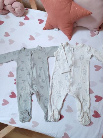 Lot de 2 pyjamas une pièce - Theme ours - 6/12 mois - Anko