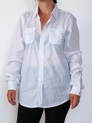 Chemise blanche femme Kaporal Jeans – Taille M – Style casual avec poches et logo brodé