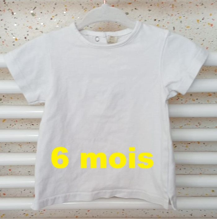 Tee shirt manche courte blanc Taille 6 mois