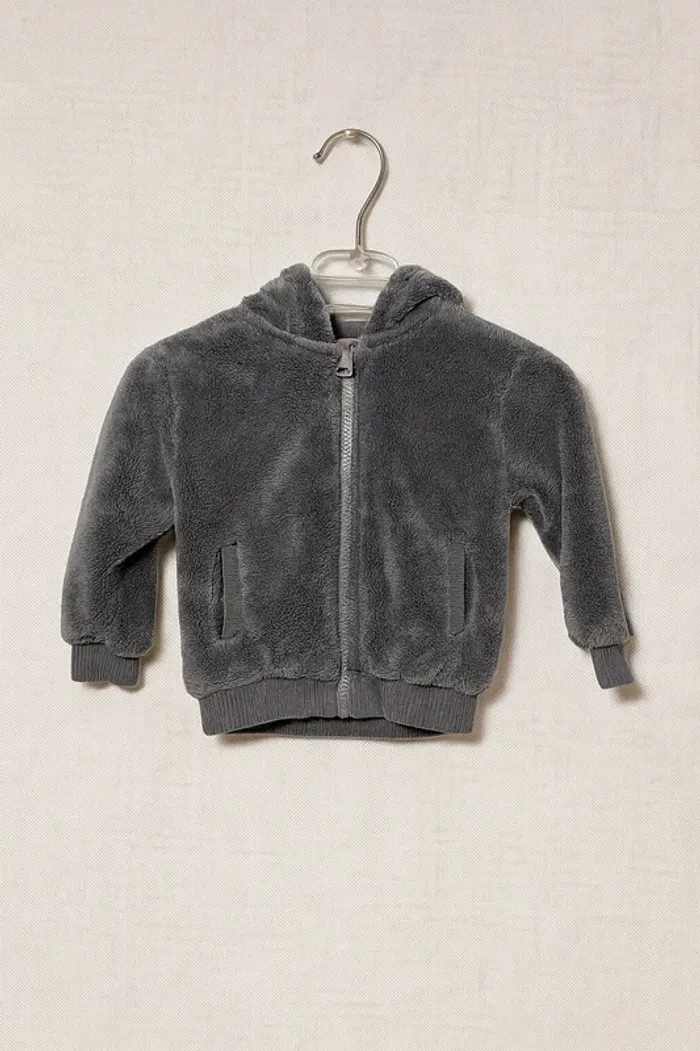 💚Veste polaire bébé gris anthracite – douce et chaude – 12 mois