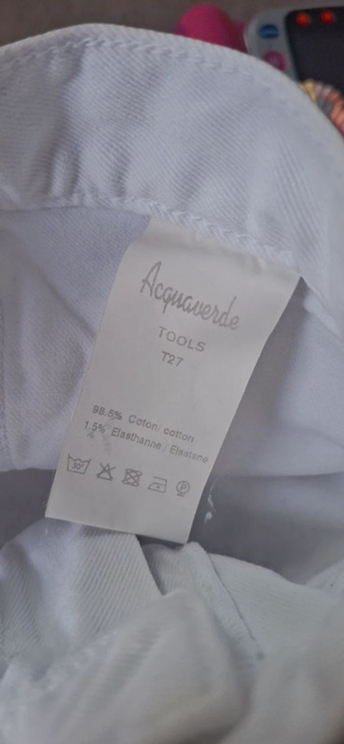 🌿 Short en denim blanc Acquaverde – Modèle Short Boy – Taille 26 – Excellent état - photo numéro 4