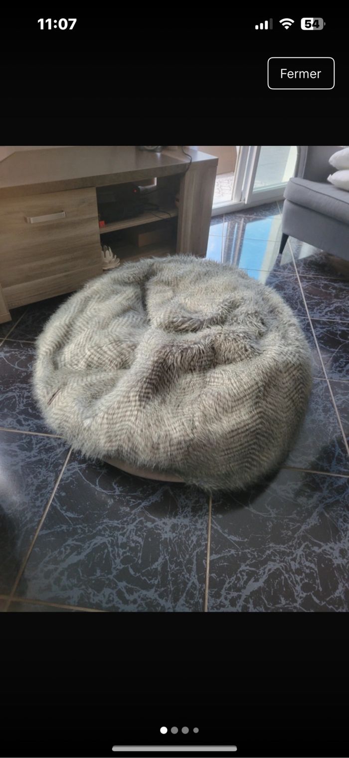 Pouf, cocktail, scandinave fourrure