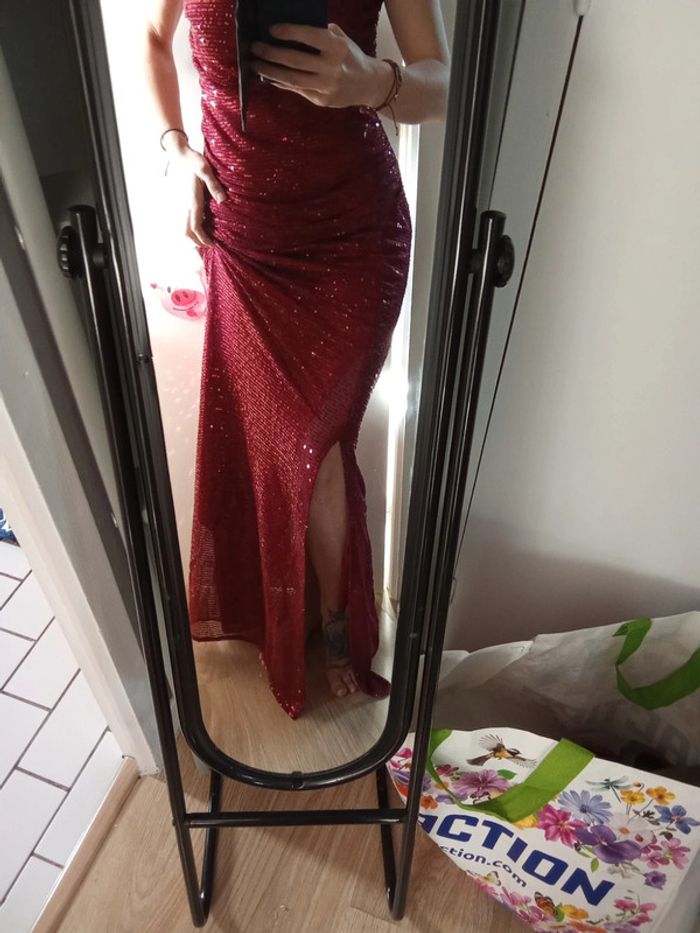 Robe gala sexy et elegant - Rouge strass - photo numéro 2