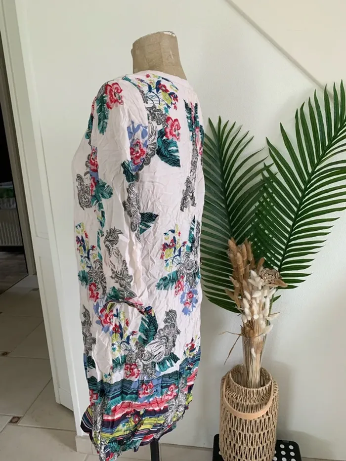 Robe fleurie doublée manches longues femme - photo numéro 2