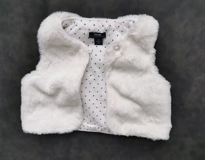 Gilet 👣 moumoute douce blanche, kiabi, 3mois - photo numéro 2