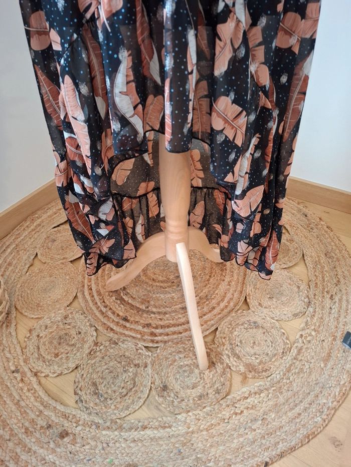 Robe longue noire asymétrique à motifs Papillone taille S 36 - photo numéro 7