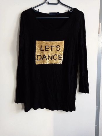 Sweat-shirt femme-noir -brillants doré Taille : 42/ 44 Kiabi