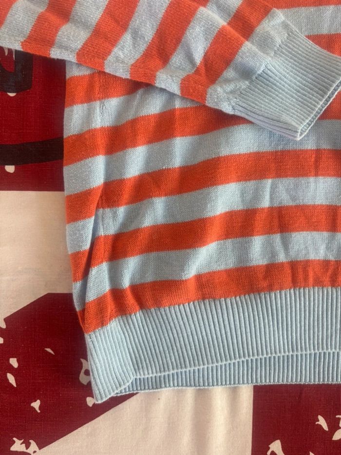 Sweat rayé bleu et orange  Lacoste taille S/M - photo numéro 6