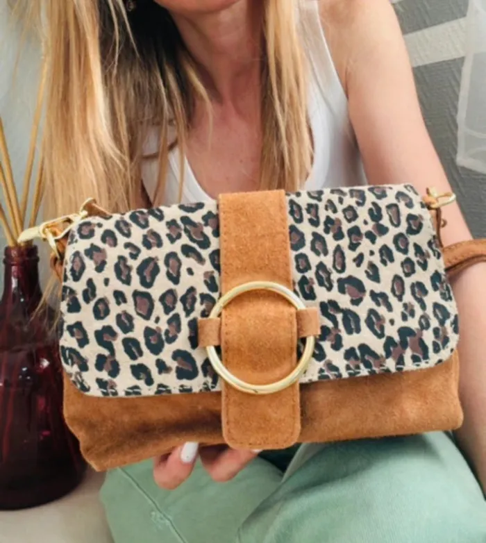 Sac cuir camel et imprimé léopard - photo numéro 5
