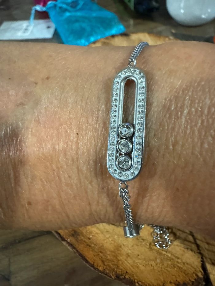 Bracelet épinglé fermée cristaux qui bougent à l’intérieur - photo numéro 2