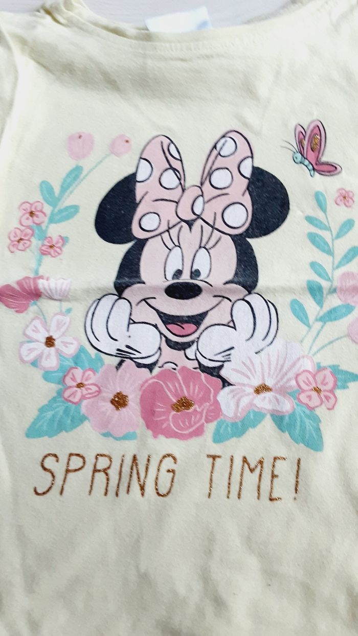 Vêtement fille tee-shirt manches courtes jaune Minnie Disney Mickey 4 ans - photo numéro 2