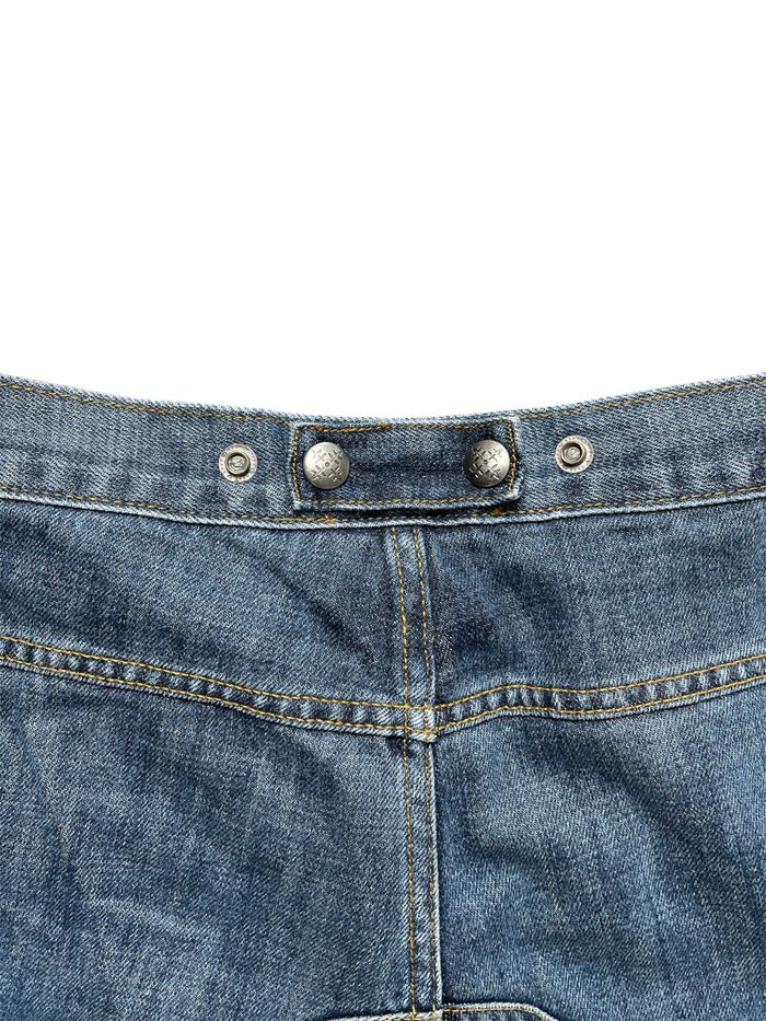 Short Baggy/ Bermuda/ jort vintage Oxbow Y2K en jean bleu avec logo broder et broderie - Taille w30 - photo numéro 7