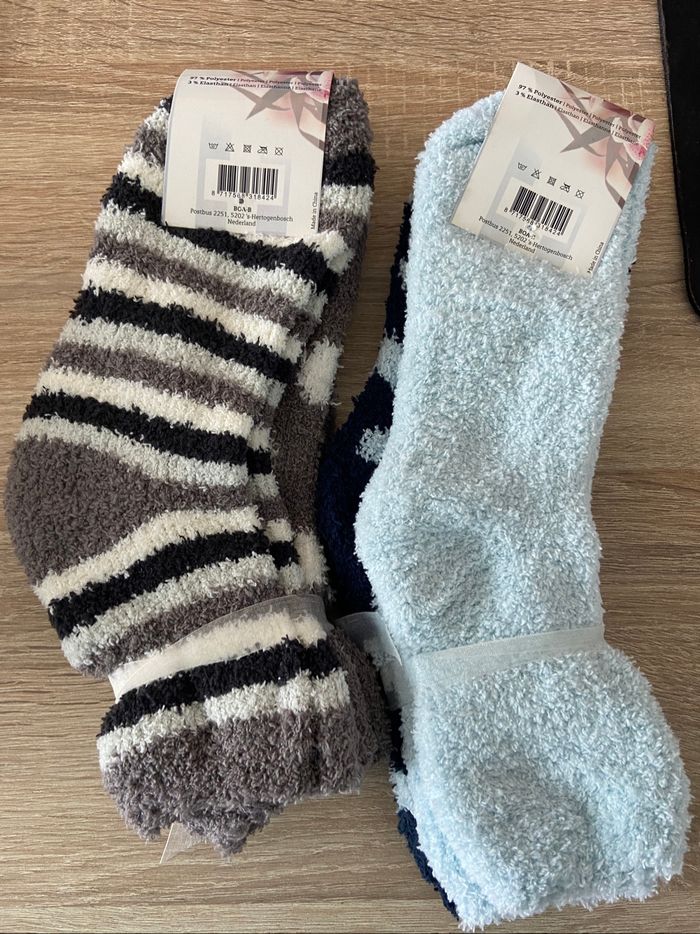 Lot 4 paires chaussettes chaudes bleues marron 35/42 - photo numéro 2
