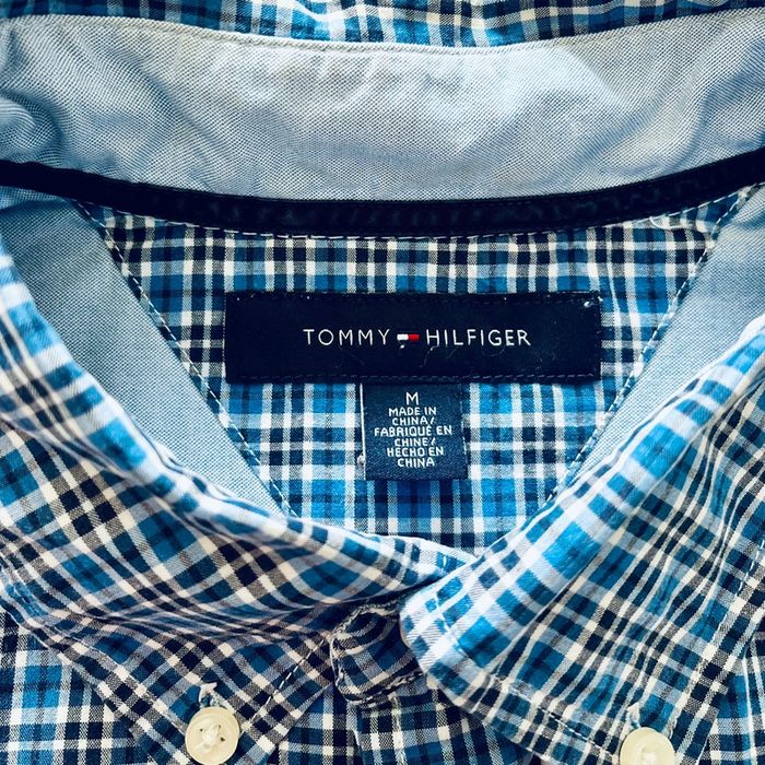 Chemise à manches longues à carreaux pour homme Tommy Hilfiger (logo brodé), taille M - photo numéro 5