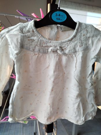 Blouse grain de blé 18 mois blanc avec étoile