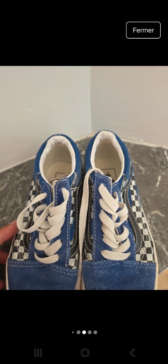 Baskets Vans bleues avec flamme et damier Taille 30.5 - photo numéro 8