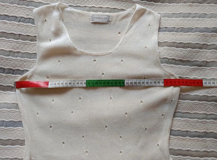 Top Perry & Co 100% coton tricoté t.M, couleur crème, made in Italy - photo numéro 5