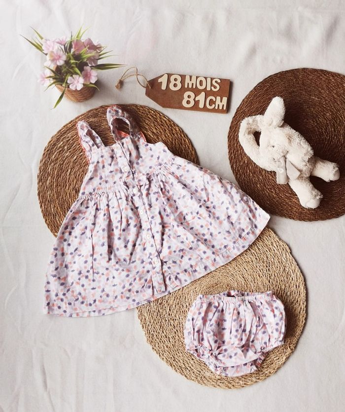 Robe 👣 et bloomer, motif fleuri, 18 mois, sergent major