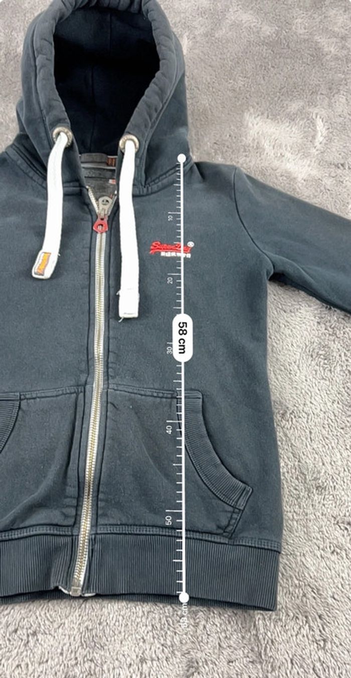 Veste à capuche Superdry avec logo Brodé Orange Label Noire Taille XS - photo numéro 3