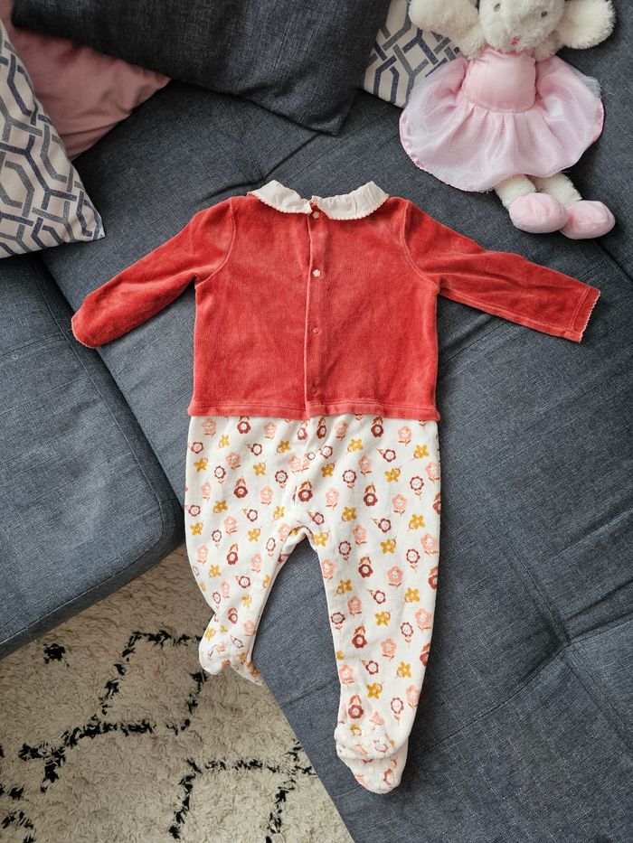 Grenouillère bébé 12 mois rose terracotta à motifs – manches longues - photo numéro 2