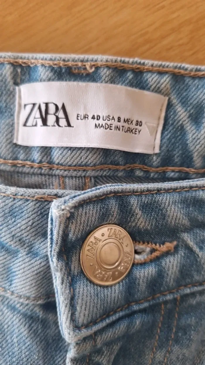 Jeans bleu clair droit femme 40 Zara - photo numéro 4