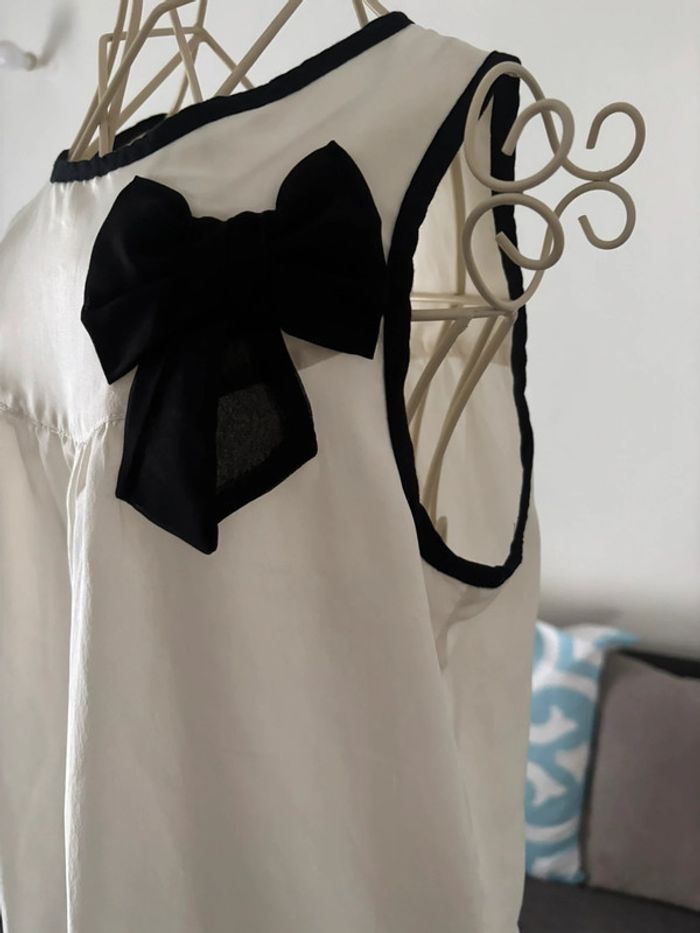 Top H&M 12/13 ans - Blanc & Noir avec Noeud - fille - photo numéro 3