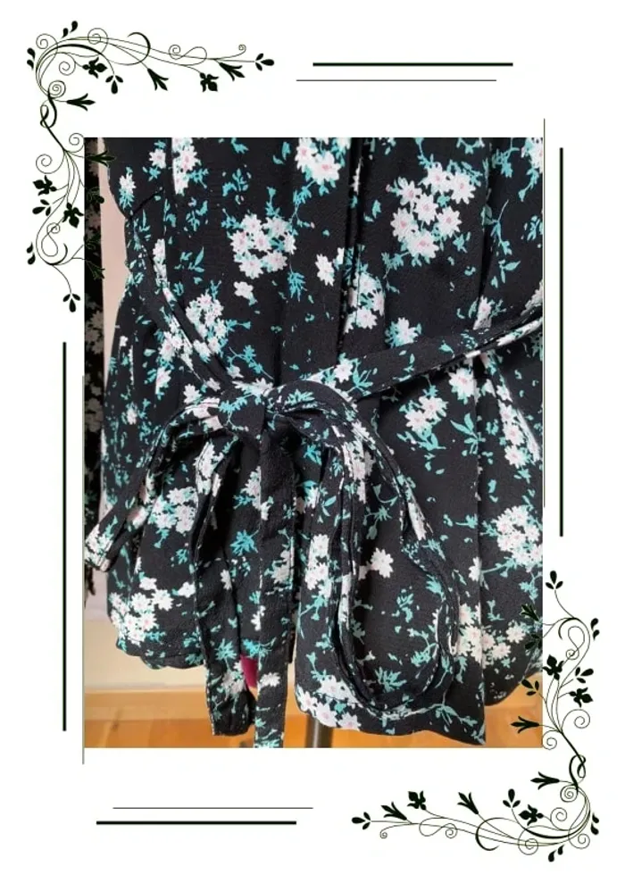 Pimkie - Blouse chemise ceinturée à imprimé petites fleurs - Noir - photo numéro 2