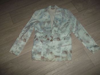 Veste SERGE DANA tons bleu ciel et marron clair taille 40 TBE