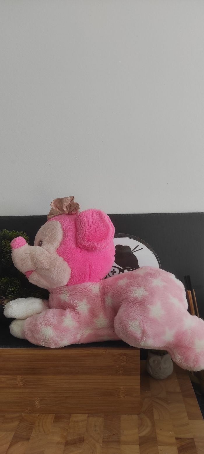 peluche range pyjama minnie rose blanc noeud ancien vintage disney Pois Marron