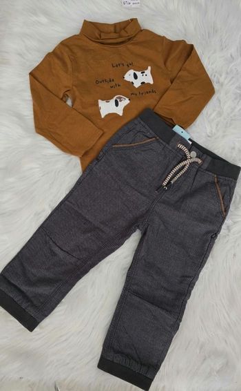 NEUFS(non portés) 😍🤩💙🏷Ensemble sous pull et pantalon doublé 23/24mois Garçon 💙🏷🤩😍