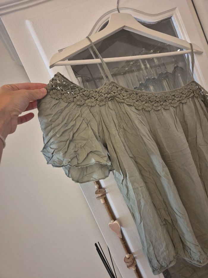 Haut bohème Kaki taille unique Made In Italy - photo numéro 2