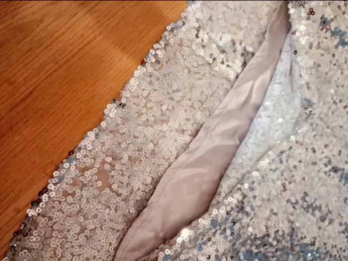 Robe longue bustier à sequins argentés – Taille 34 - photo numéro 4