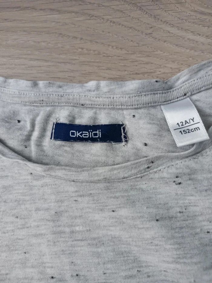 T-shirt Hello ! Okaïdi fille taille 12 ans en bon état - photo numéro 3