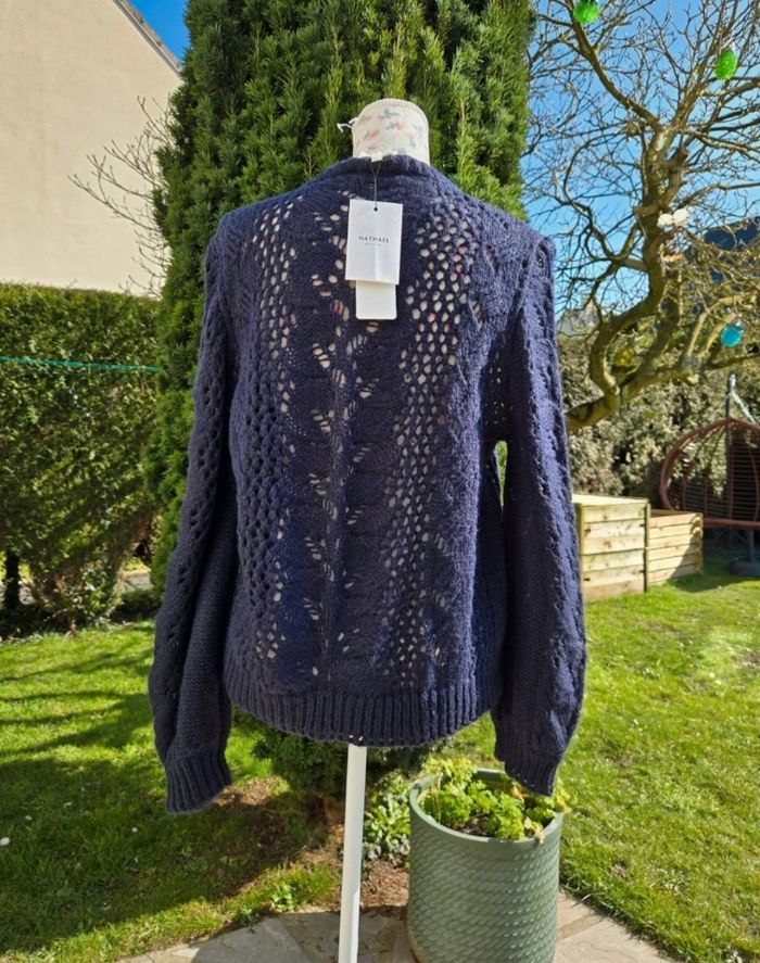 Pull en laine et mohair marine Taille S /M - photo numéro 2