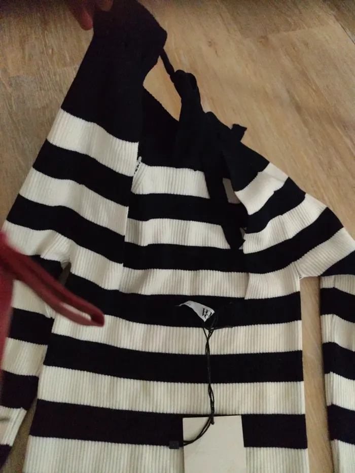 Pull maille marinière Zara M dos décolleté neuf - photo numéro 3
