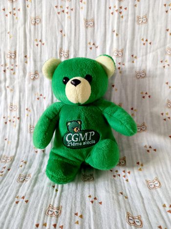 Doudou peluche ours vert Nounours CGMP