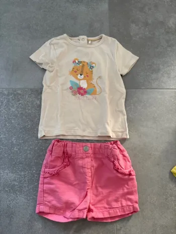 Ensemble été short et tee shirt manche courte 12 mois