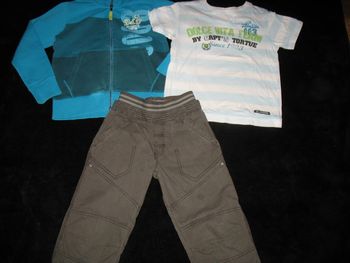 ENSEMBLE 3 PIÈCES GARÇON : GILET + TEE SHIRT MC + BERMUDA "CAPTAIN TORTUE" - 6 ANS - n°02
