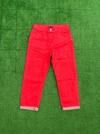 Pantalon capri femme Breal rouge taille S 36 slim stretch