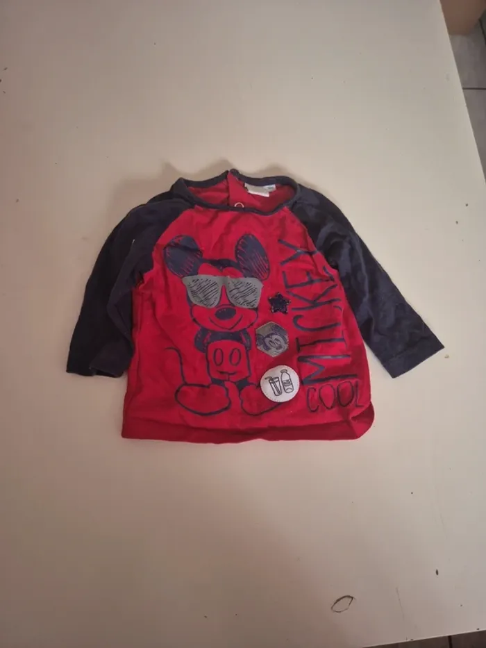 T-shirt à manches longues mickey 3 mois