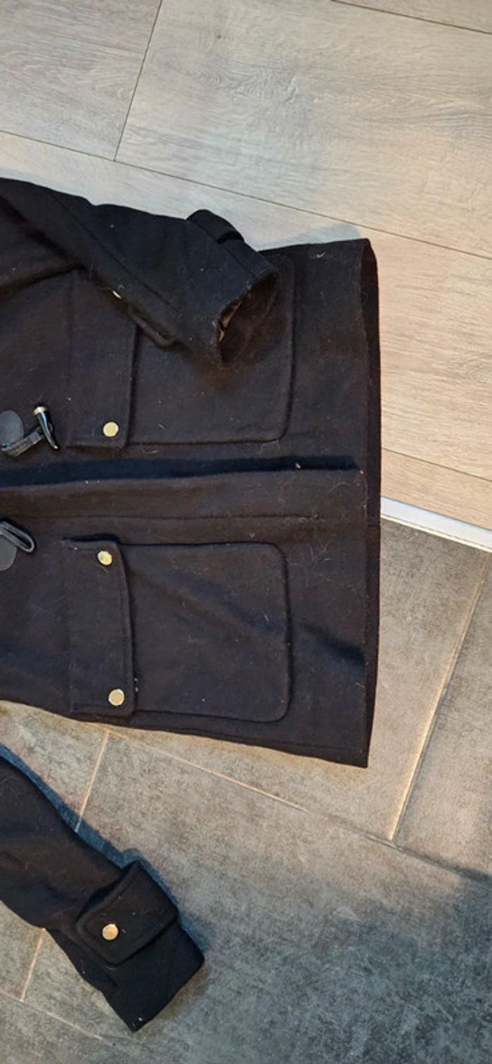 Manteau noir classique avec capuche, Zara Woman, taille XS/24 - photo numéro 4
