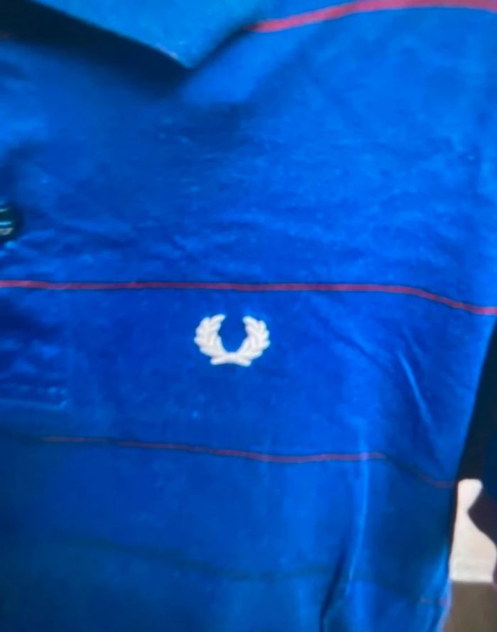 Polo Fred Perry Bleu Rayé - Taille S 🏆 - photo numéro 3